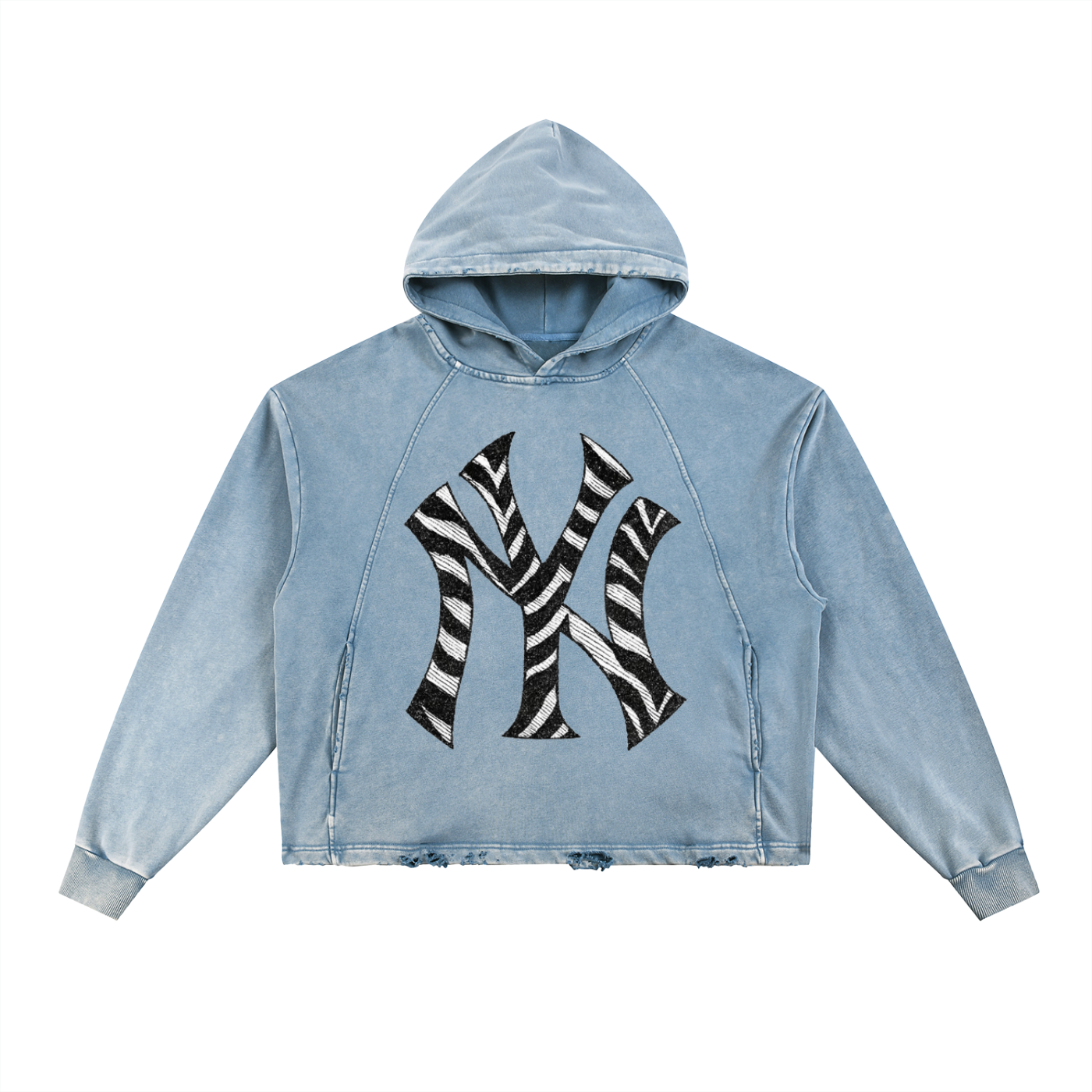 Vintage Washed Frayed-Hem Hoodie
