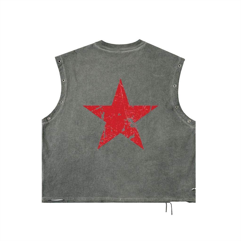 Distressed Grommet Eyelet Tank Top