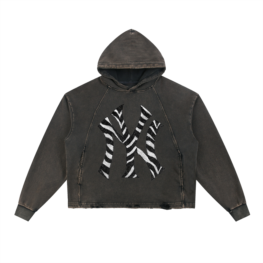 Vintage Washed Frayed-Hem Hoodie